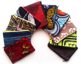 African print and Batik Zipper pouches, Afrocentric gift, Gift for her, Colourful Stocking Filler