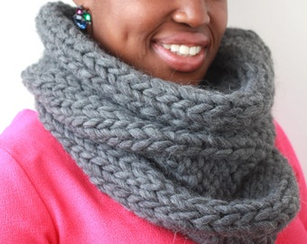 Grey Wool Snood Scarf