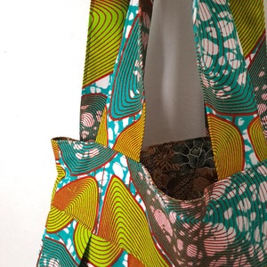 Green African print bag, Green ankara tote bag, Afrocentric Gift image 3