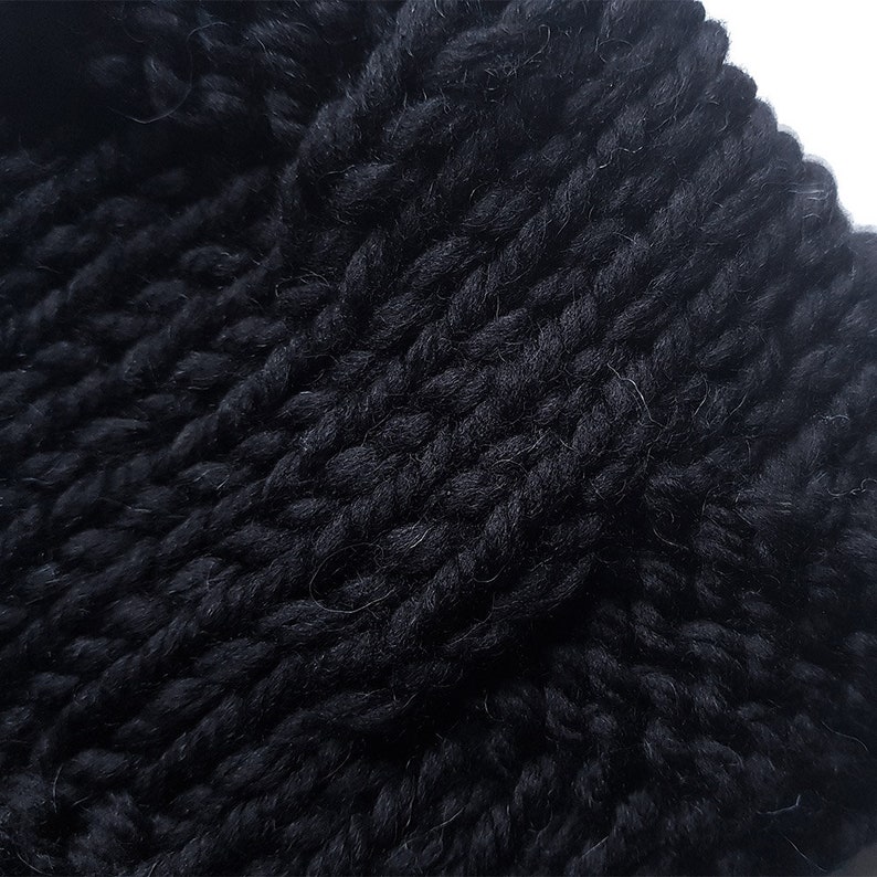 Black Wool Scarf, Black knitted scarf, Gift For Men, Snood for men image 3