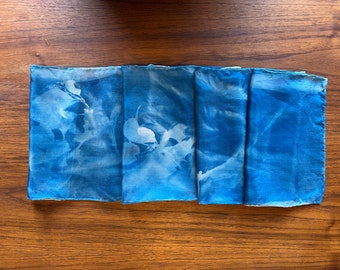 Cyanotype silk scarf: unique tree branch botanical print, Austin, Texas