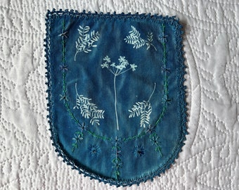 Upcycled vintage linen: blue botanical cyanotype