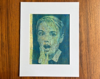 Original, handmade blue cyanotype wall art: Shocked