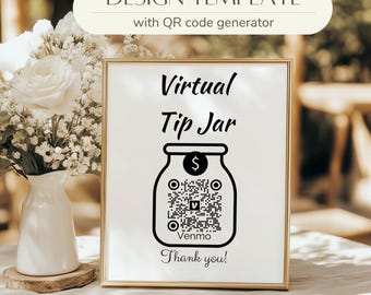Virtual Tip Jar editable template - Scan to Pay with Venmo Using QR Code - Thank You for Your Support! - QR code design [20]