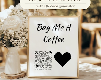 Buy Me A Coffee QR Code Sign - Personalized Custom Design for Coffee Support and Donations - QR code design [4]