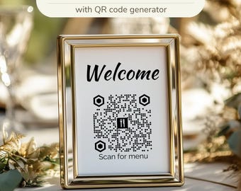 Restaurant menu sign - Scan for menu - Enjoy a contactless dining experience with our personalized QR code menu - QR code design [7]