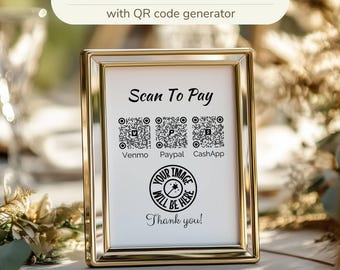 Scan To Pay Sign with QR Codes for Venmo, Paypal, and CashApp - Personalized Payment Solution - QR code design [6]