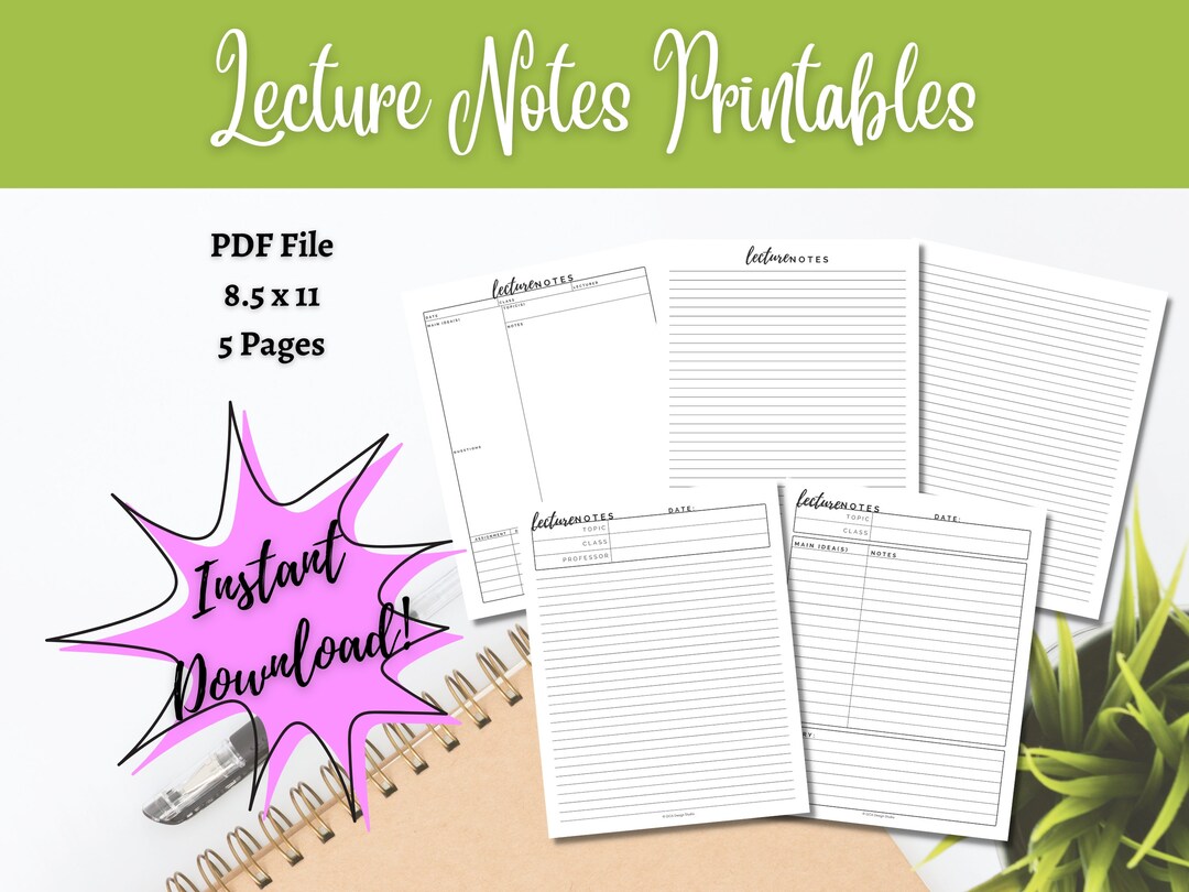 Student Note Taking Printables Bundle, Lecture Notes, Notebook Pages - Etsy