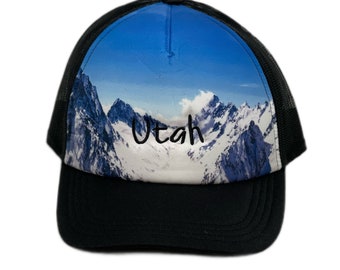 Hat Sale on  Snowcapped Mountains Foam Trucker Utah