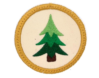 Pine Tree Iron-On Medium-Sized Patch - Embroidered Sew-On Applique for Jackets, Backpacks, and Clothing Trucker Hat Patches