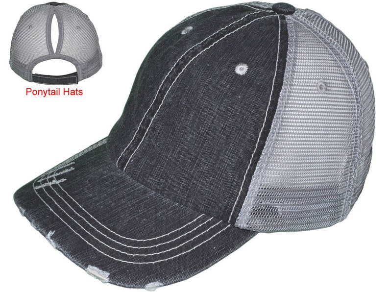 Ponytail or Messy Bun Trucker Cap Iowa Initials Hat Many Fabric Choices