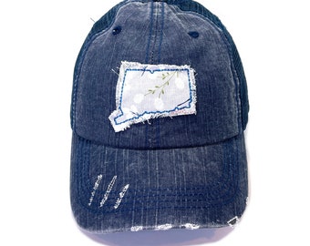 Hat Sale Sample Clearance | Navy Trucker Hat Fabric Connecticut Trucker Cap