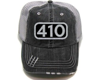 Distressed Trucker Hat with Personalized Area Code Patch