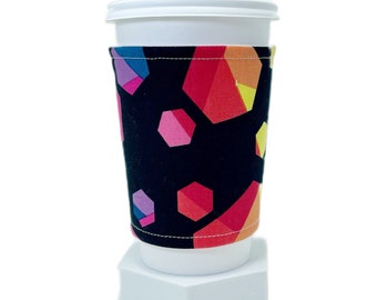 CLEARANCE Rainbow Geometric Coffee Cuff | Iced Drink Cozy | To-Go Cup Sleeve