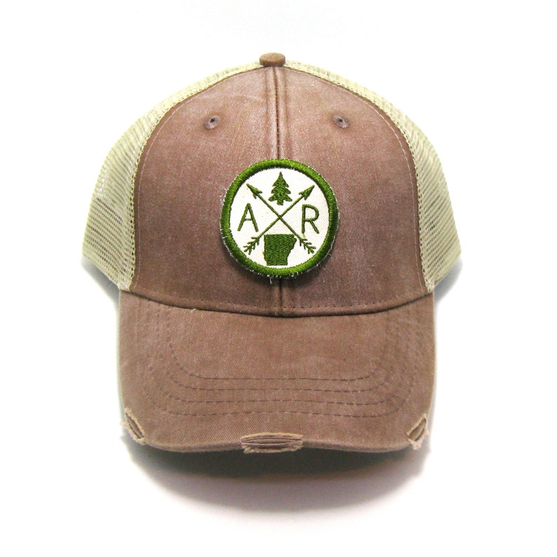 Arkansas Arrow Compass Distressed Snapback Trucker Hat Arkansas Hat