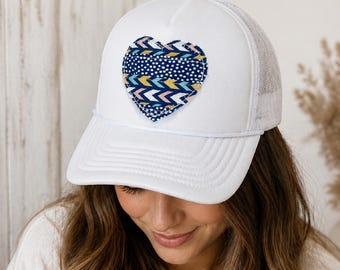 Vintage Quilt Patchwork Trucker Hat – Boho Cottagecore Hat, Handmade Appliqué Baseball Cap for Women, Unique Gift