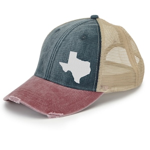 Texas Trucker Hat Distressed Snapback off-center state pride hat