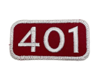 Custom Area Code Iron-on Patch | white on red | Customized Embroidered Patch