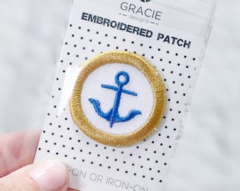 Mini Anchor Iron-On Patch - Accent Patch - Embroidered DIY Trucker Hat Patches
