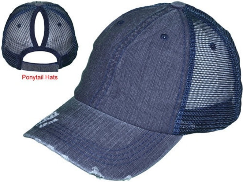 Ponytail or Messy Bun Trucker Cap Iowa Initials Hat Many Fabric Choices