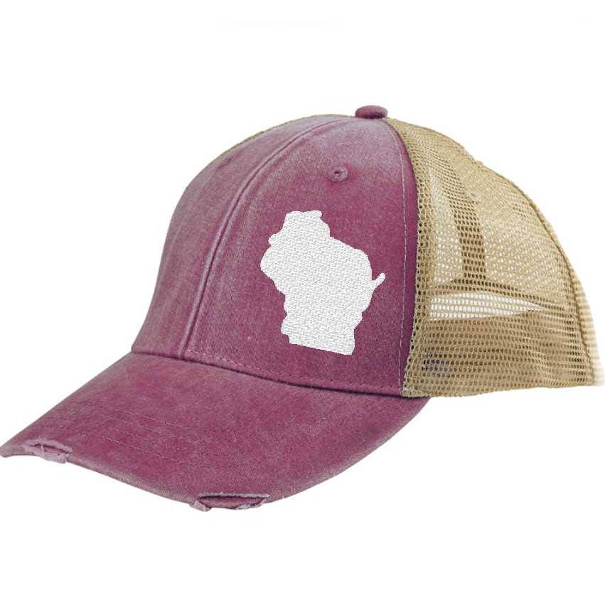 Wisconsin Trucker Hat Distressed Snapback Trucker Hat | Etsy