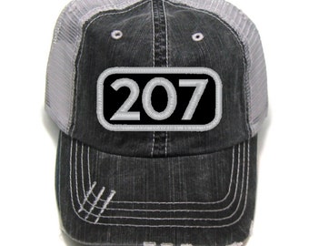 Area Code Hat, Zip Code, City Code | Distressed Trucker - Silver and Black