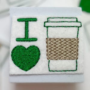 Adorable Coffee Lover Iron-On Patch for Jackets Bags Hats – DIY Embroidered Accessory for Personalizing Clothes and Gifts