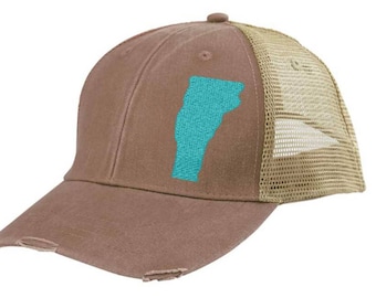 Vermont Hat | Distressed Snapback Trucker Hat | off-center state pride hat | Pick your colors