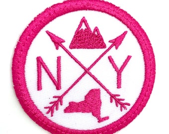 State Pride in Style: Hot Pink on White Iron-on Patch - Personalize with Your Preferred State