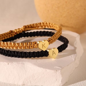 Custom Engraved Initial Bracelets for Couples and Friendships • Matching Bracelets for Him Her • Anniversary Gift for Boyfriend Girlfriend