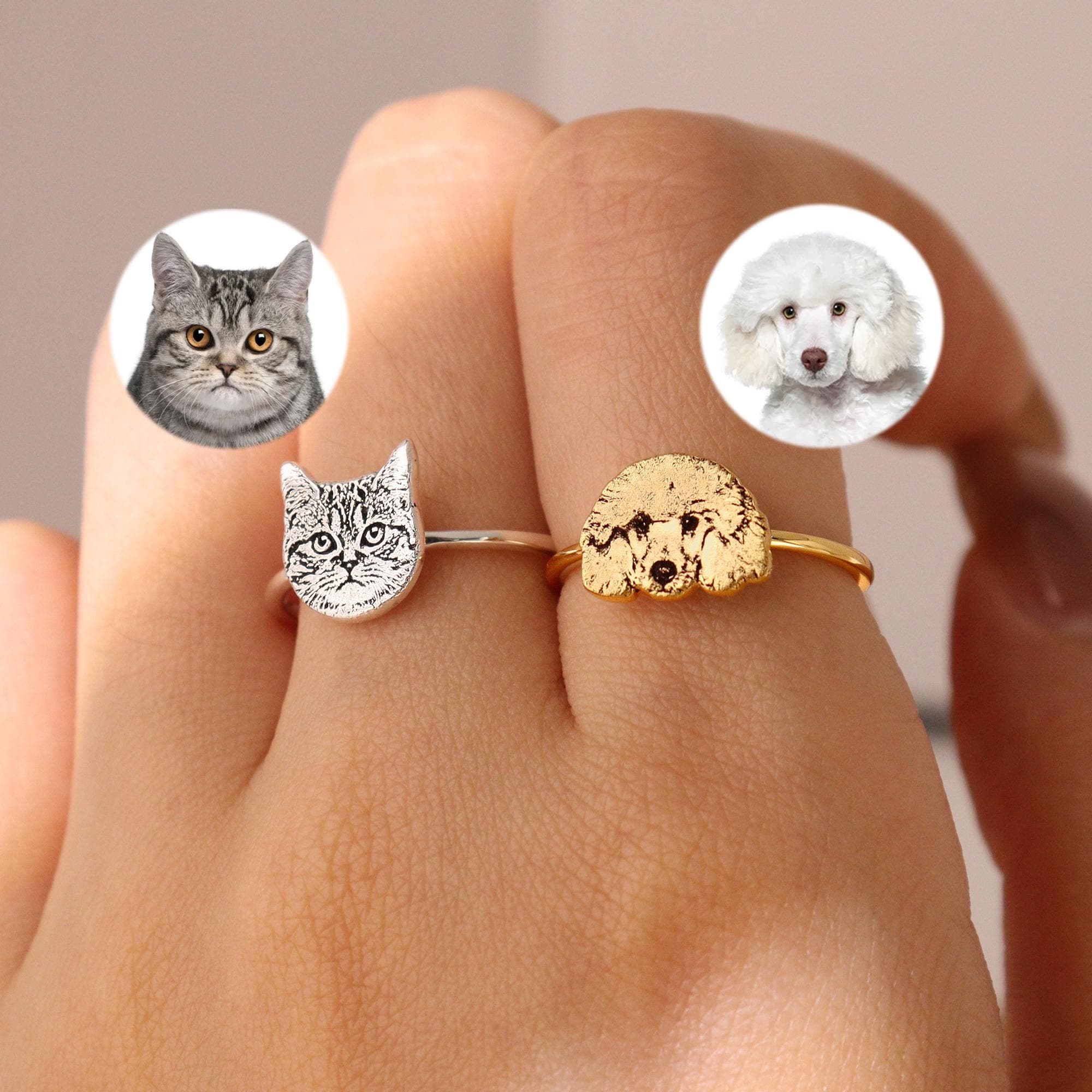 Personalizzato Anello Con Foto Cane Gatto Animali Domestici - Foto 9