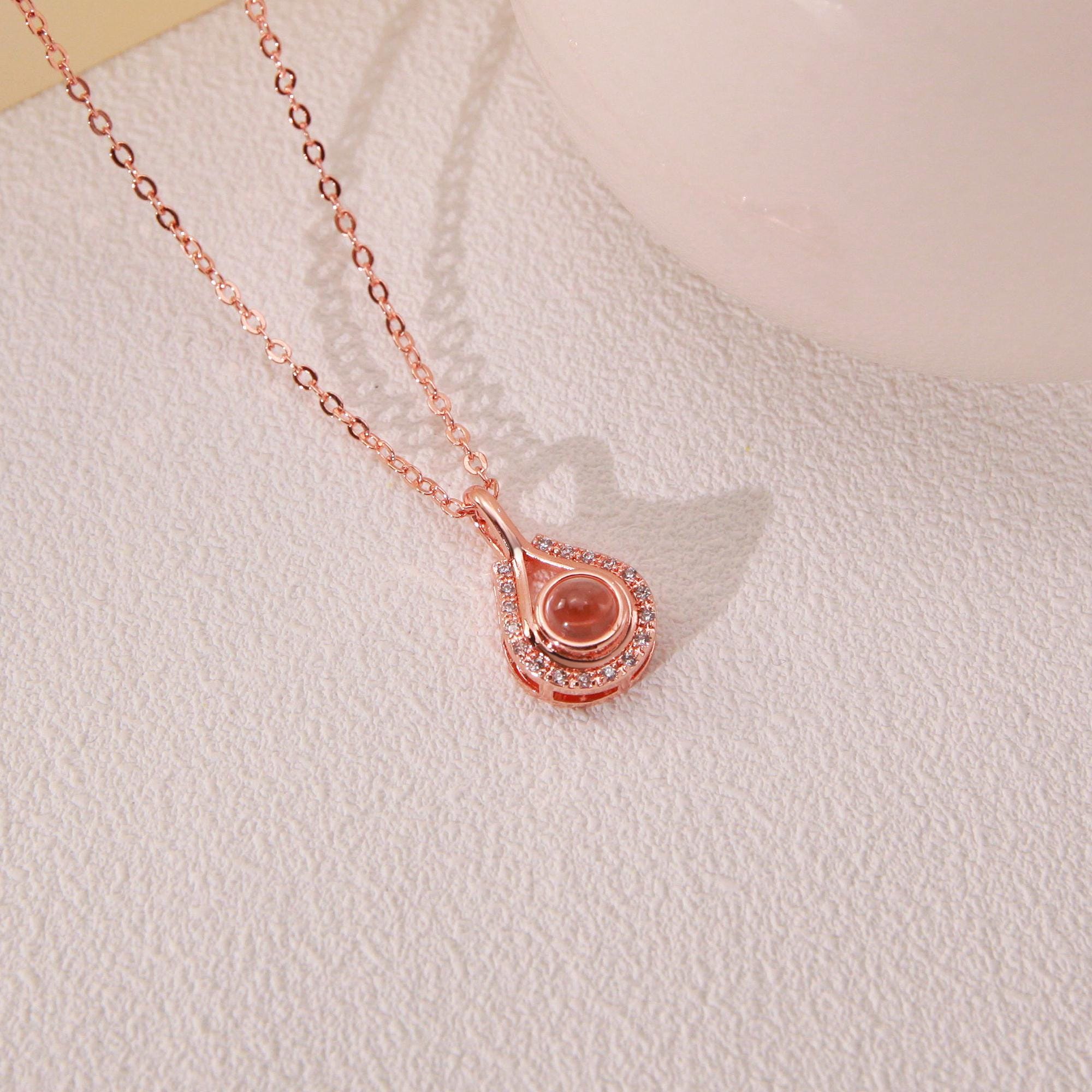 写真投影ネックレス • ゴールドシルバーのメモリアルネックレス • 写真