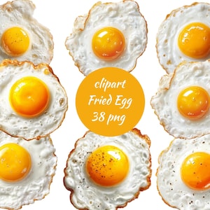 Fried Egg Clipart Bundle: Realistic Food Illustrations (Commercial Use, PNG Download