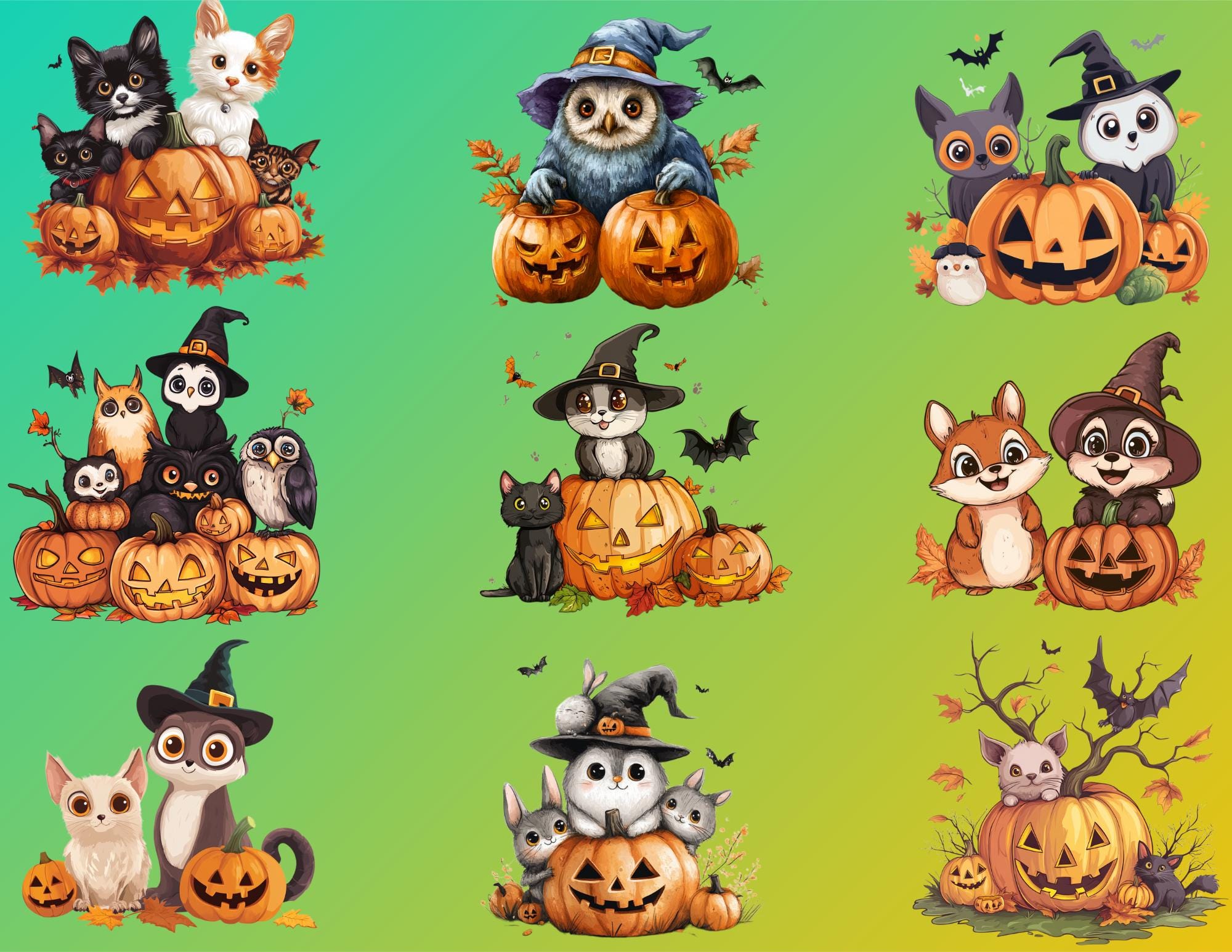 Cute Halloween Decor Clipart 15 PNG | Digital Print for Fall ...