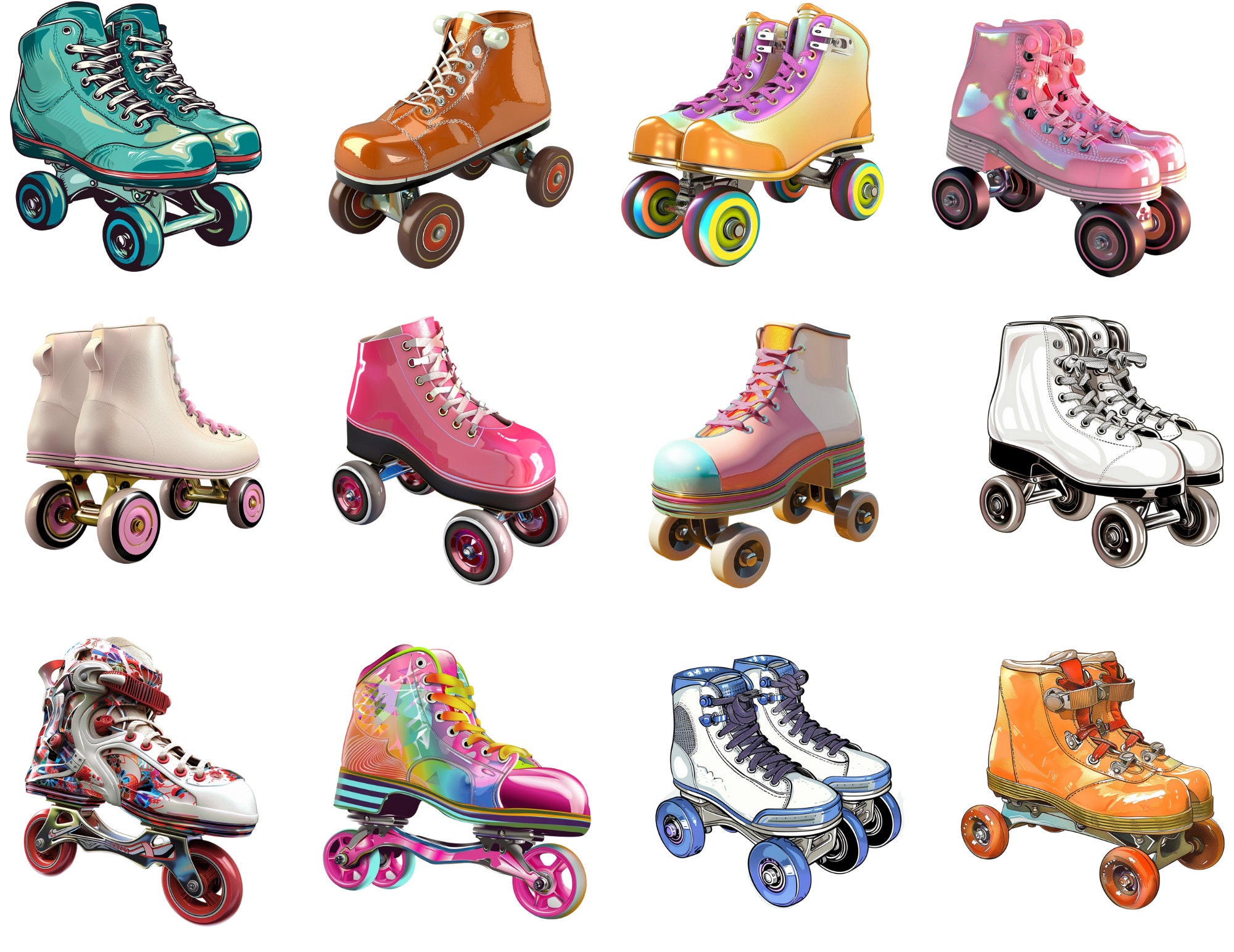 Clipart Roller Skates Roller Skates PNG Digital Print Roller Skates - Etsy