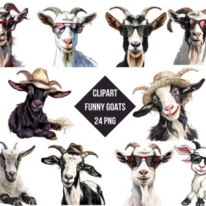 Funny Goats Clipart Set | Farm Animals PNG Bundle | Digital Cute Goat | Instant Download Transparent Background | Commercial Use