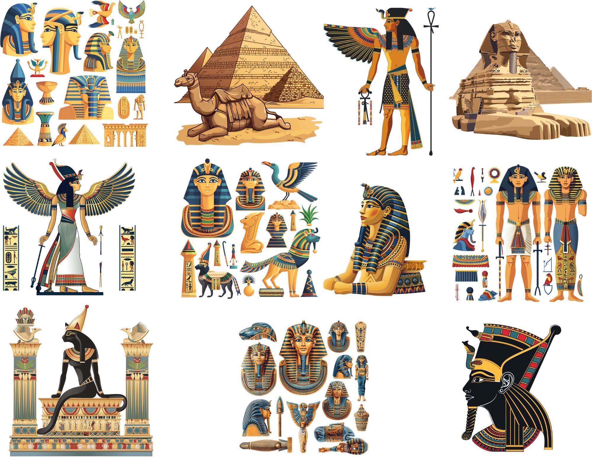 Egyptian Pharaoh Stickers | Ancient Egypt Clipart Set (commercial Use ...