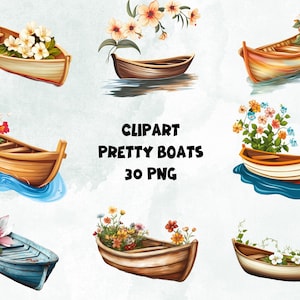 Clipart Pretty Boats | Artistic Boats PNG | Digital Print Boats Decor | Transparent Background | High Quality Instant Download