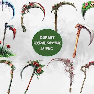 Clipart Blumen Sensenbündel | Schönes Dekor mit Sense 38 PNG | Digitaldruck Zaubersense | Transparenter Hintergrund | Sofort Download