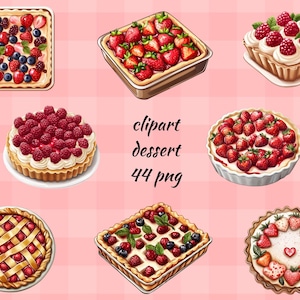 Dessert Clipart Bundle: Tarts, Cakes, Pies (PNG, Commercial Use)