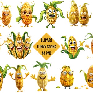 Clipart Funny Corns Set | Funny Corns 44 PNG | Digital Print Cute Corns | Transparent Background | Instant Download | Commercial Use