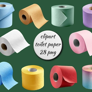 Toilet Paper Clipart Bundle, Colorful Toilet Roll PNG, Digital Toilet Set, Transparent Background, Instant Download, Commercial Use