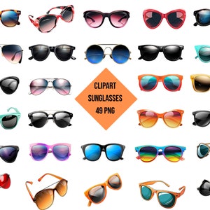 Clipart Sunglasses | 49 PNG Files | Cool Sunglasses PNG | DIY Projects | Transparent Background | High Quality Instant Download