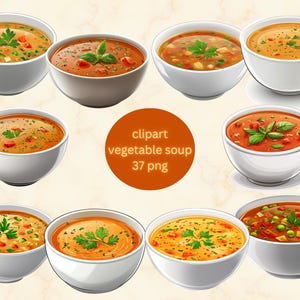 Cozy Vegetable Soup Clipart Bundle | 37 PNGs for Delicious Designs | High Quality|  Transparent Background | Instant Download Commercial Use