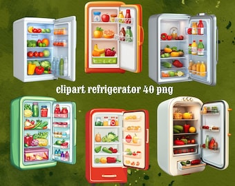 Refrigerator Clipart | Fridge Clip Art | Kitchen Decor | colorful fridge PNG | Transparent Background | Instant Download | Commercial Use