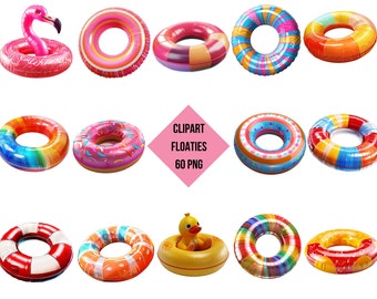 Floaties Clipart | 60 PNG Images, Summer Designs (Commercial Use, Instant Download)