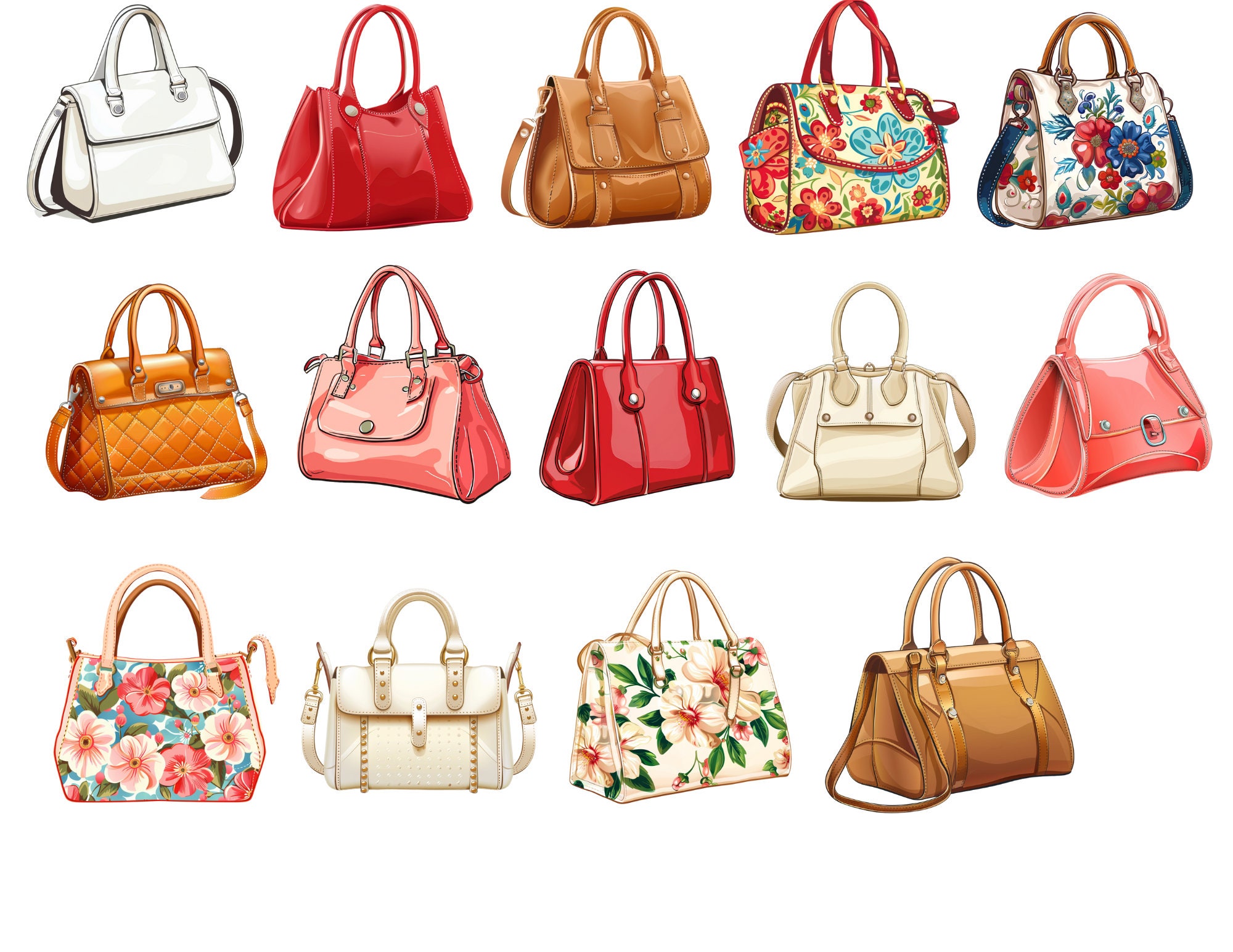 Handbags Clipart Set - 73 Elegant Pngs for Fashion Projects and ...