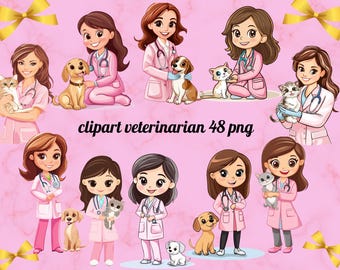 Veterinarian Clipart –  Vet & Pets PNG Graphics (48 Images, Instant Download, Commercial Use)