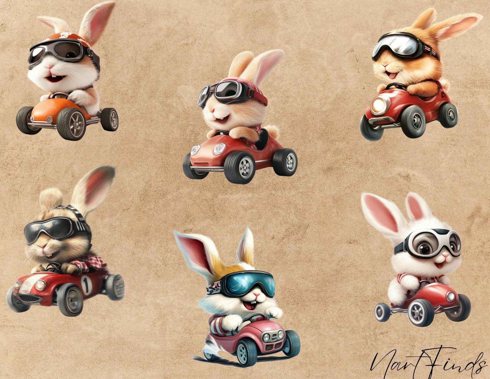 Bunny Rabbit Racer Racing Bunny Clipart | Cute Rabbit Driver PNG | Kart Racer Animal ...