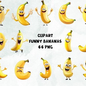 Clipart Funny Bananas | Funny Bananas 44 PNG | Digital Print Cute Bananas | Transparent Background | High Quality Instant Download